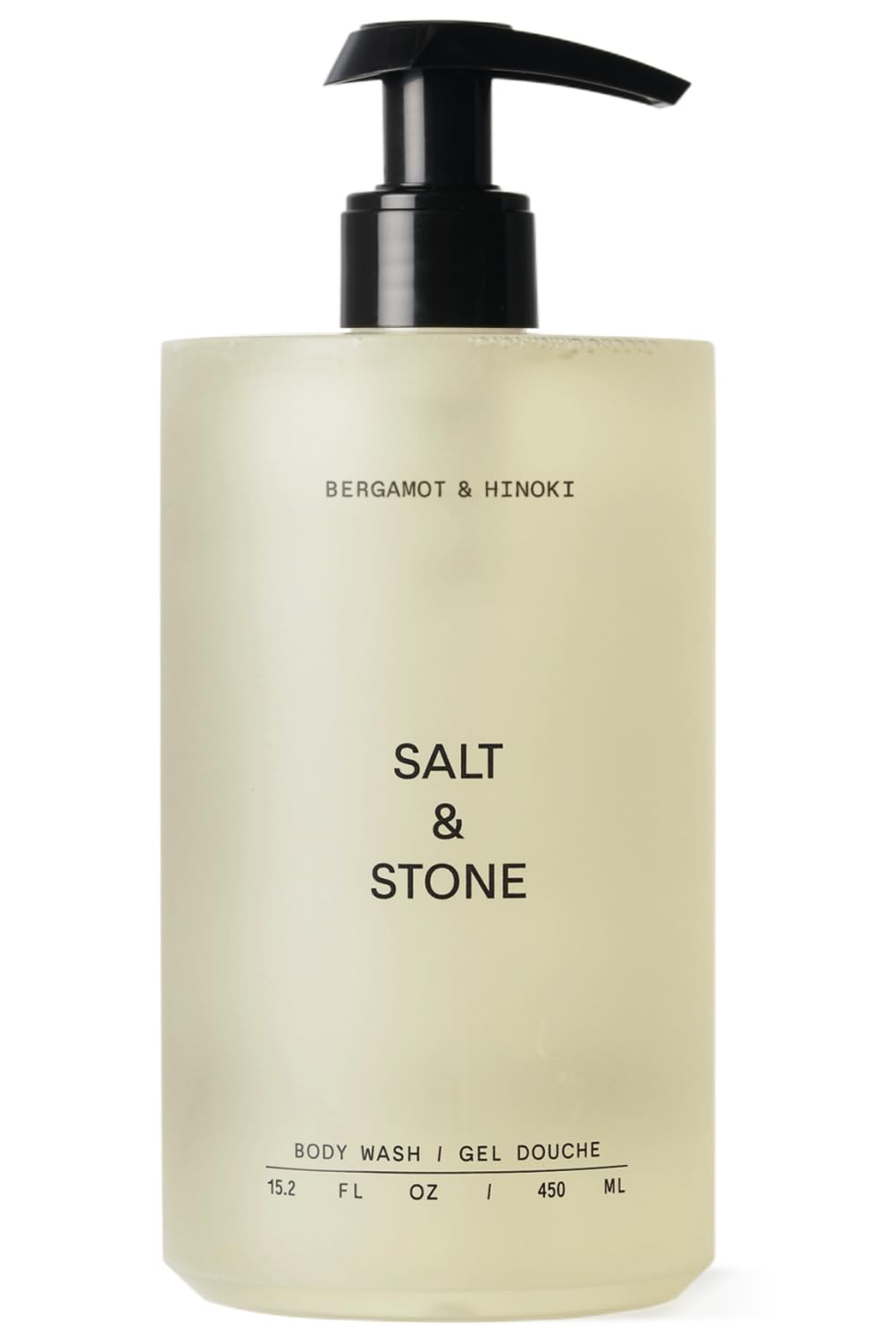 Salt & Stone Bergamot & Hinoki pale cream body wash pump bottle