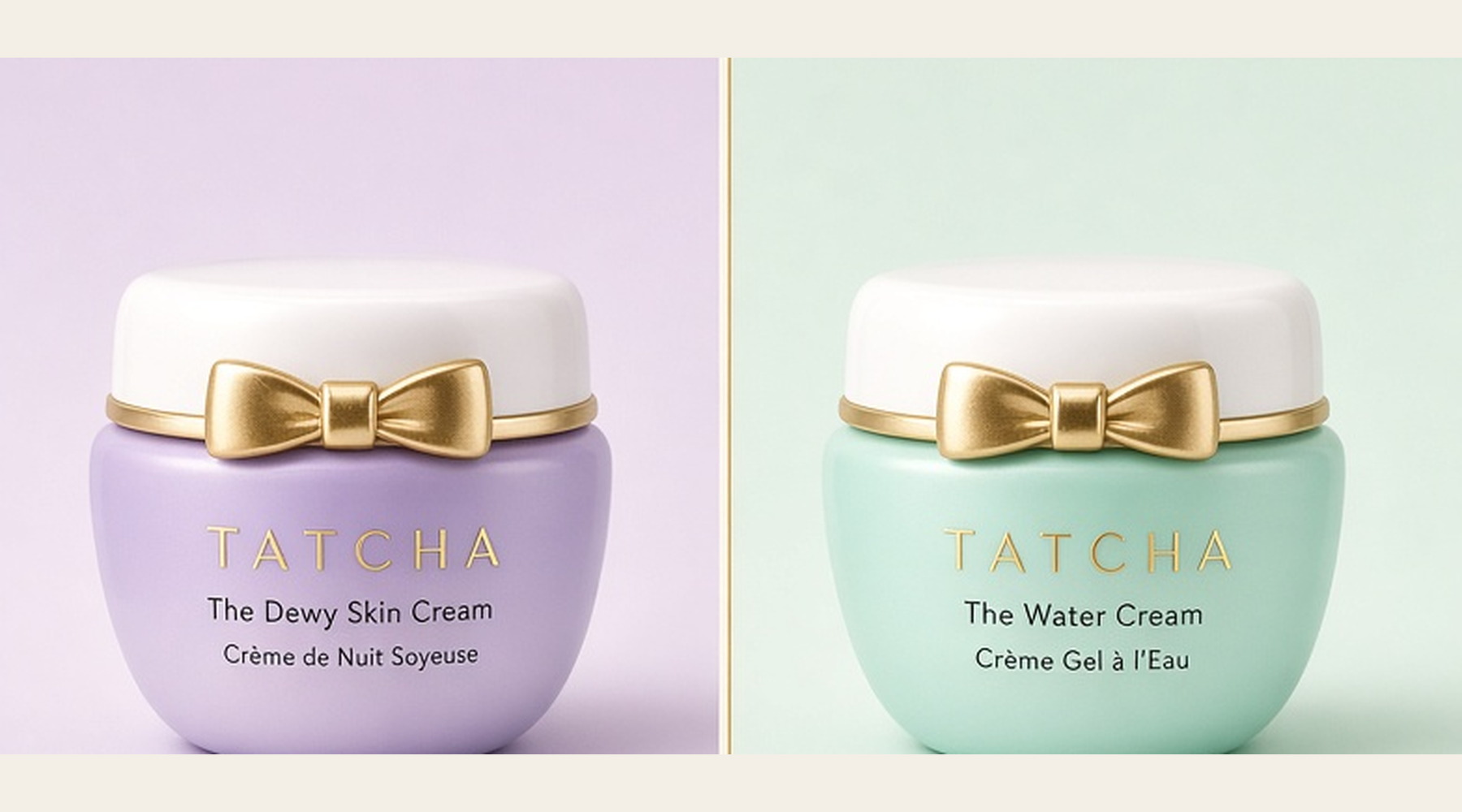 Tatcha Dewy Skin Cream next to Tatcha Water Cream